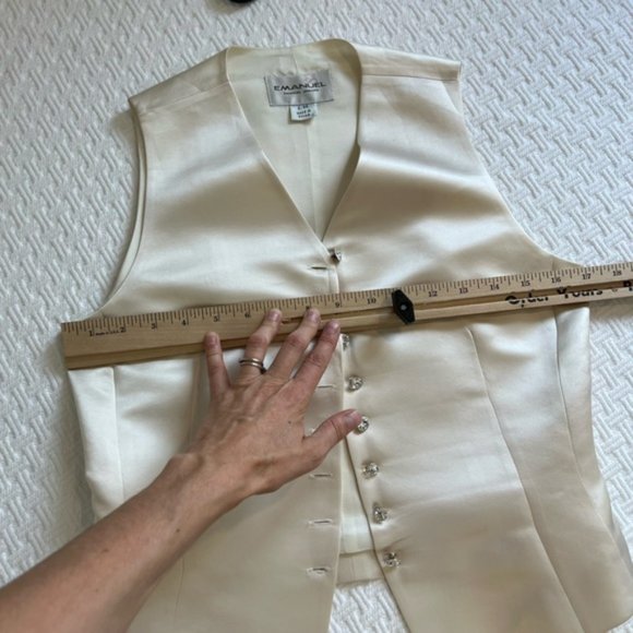 EMANUEL UNGARO 100% Silk Ivory white Formal TUXEDO VEST - Picture 13 of 15